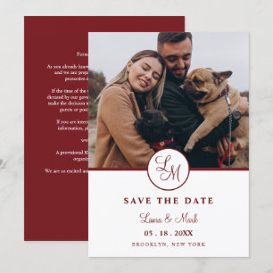 Red Rustic Photo Minimalist Wedding Initials 