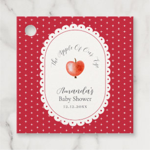 Red Rustic Sparkling Vintage Apple Baby Shower Favour Tags