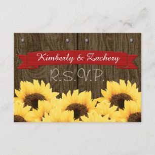 RED RUSTIC SUNFLOWER RSVP CARD