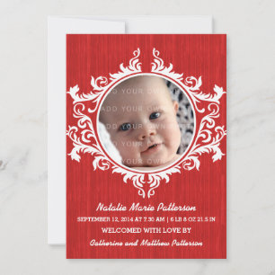 Red Rustic Swirls Baby Faire-part