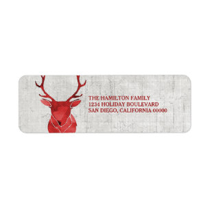 Red Rustic Watercolor Deer Holiday