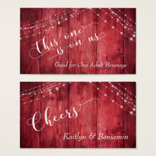 Red Rustic Wood & Strings of Lights, Drink Tickets