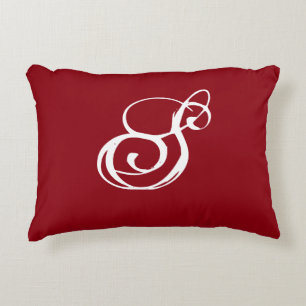 Red "S" Pillow with White Back