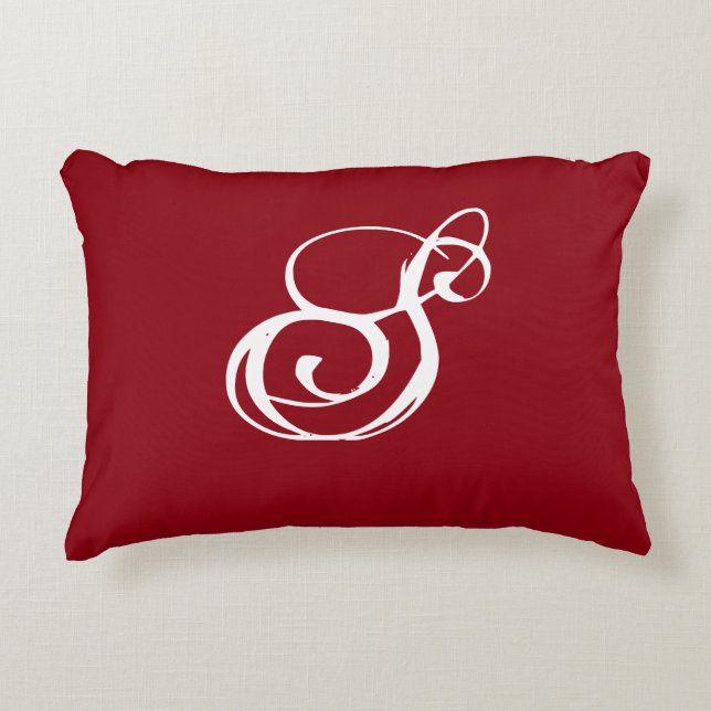 Red "S" Pillow with White Back (Front)