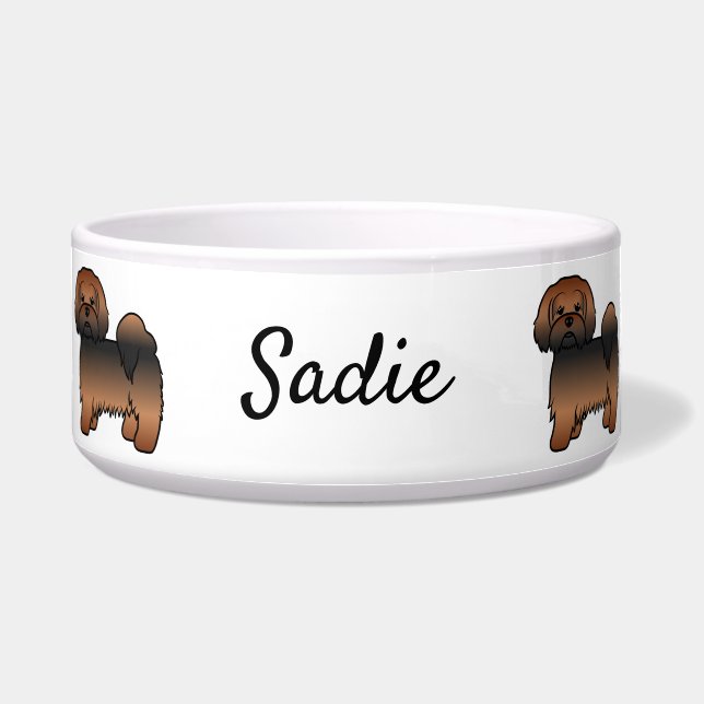 Red Sable Lhasa Apso Cartoon Dog & Name (Front)