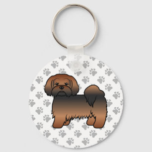Red Sable Lhasa Apso Cute Cartoon Dog Keychain