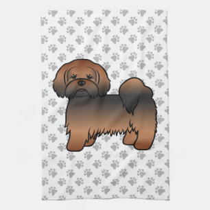 Red Sable Lhasa Apso Cute Cartoon Dog Kitchen Towel