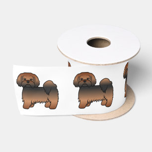 Red Sable Lhasa Apso Cute Cartoon Dog Satin Ribbon