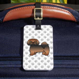 Red Sable Lhasa Apso Cute Dog & Custom Text Luggage Tag