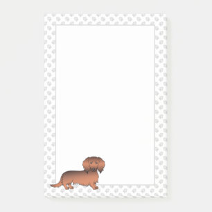 Red Sable Long Hair Dachshund Cartoon Dog & Paws Post-it Notes