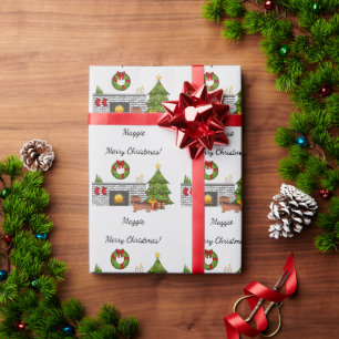 Red Sable Long Hair Dachshund Dog - Christmas Room Wrapping Paper