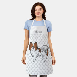 Red Sable Papillon Cute Dog With Custom Text Apron