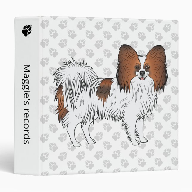 Red Sable Papillon Cute Dog With Custom Text Binder (Front/Spine)