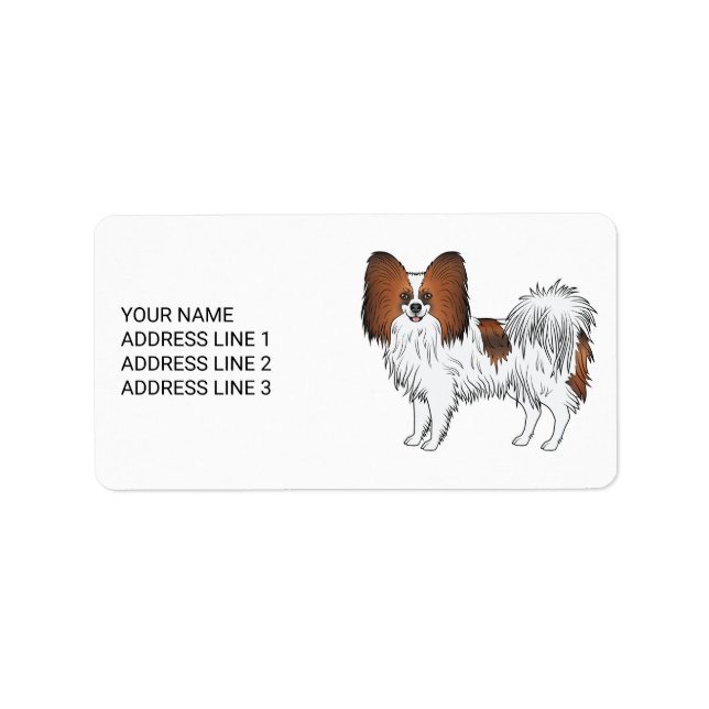 Red Sable Papillon Cute Dog With Custom Text Label (Front)