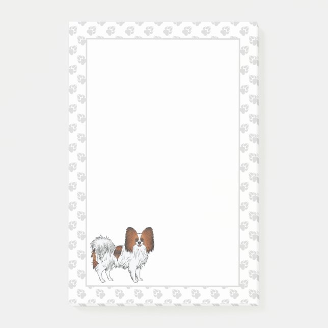 Red Sable Papillon Happy Cartoon Dog With Paws Post-it Notes (Front)