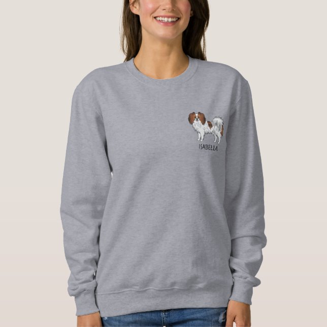Red Sable Phalène With Dog's Name Or Other Text Sweatshirt (Front)