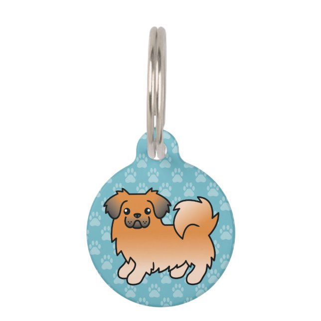 Red Sable Tibetan Spaniel Cartoon Dog Pet Tag (Front)