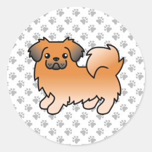 Red Sable Tibetan Spaniel Cute Cartoon Dog Classic Round Sticker