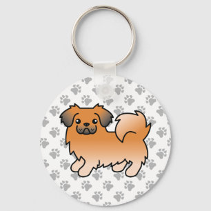 Red Sable Tibetan Spaniel Cute Cartoon Dog Keychain