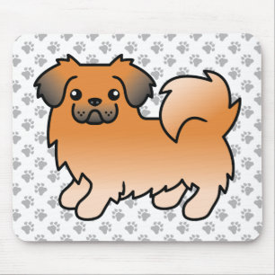 Red Sable Tibetan Spaniel Cute Cartoon Dog & Paws Mouse Pad