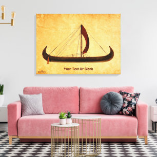 Red Sail Viking Ship Canvas Print