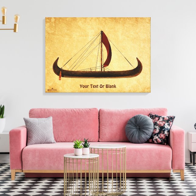 Red Sail Viking Ship Canvas Print (Insitu(LivingRoom))