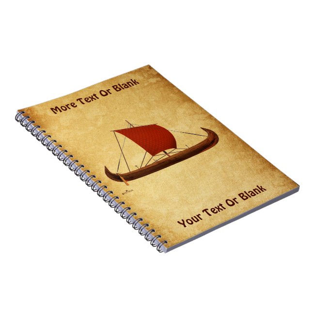 Red Sail Viking Ship II Notebook (Right Side)