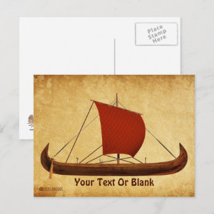 Red Sail Viking Ship II Postcard