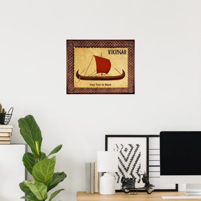Red Sail Viking Ship II Poster (Home Office)