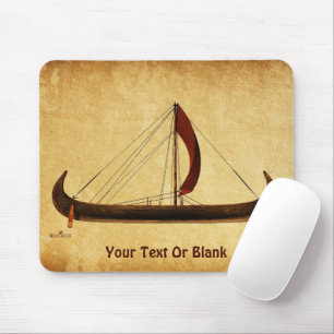 Red Sail Viking Ship Mouse Pad