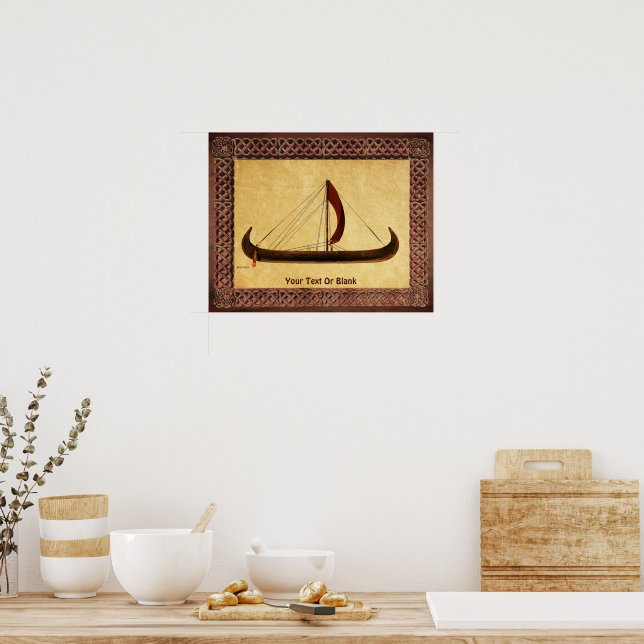 Red Sail Viking Ship Poster (Kitchen)