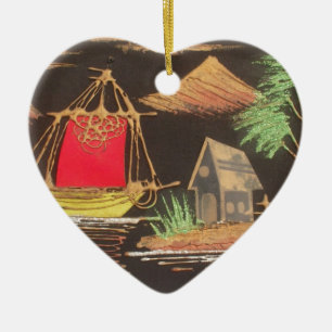 Red Sailboat Landscape Oil Painting Art Print Ceramic Ornament