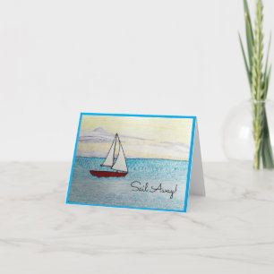 Red Sailboat- Sail Away! Blank Greeting Card