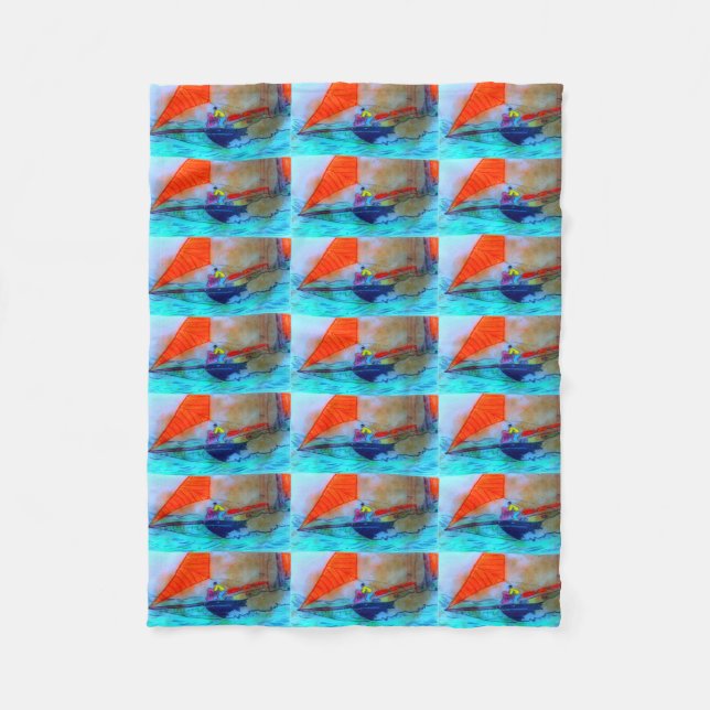red-sailed schooner fleece blanket (Front)