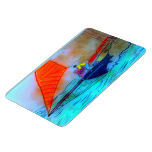 red-sailed schooner photo magnet