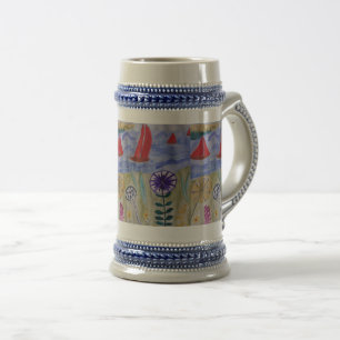 Red Sails & Flowers Beer Stein