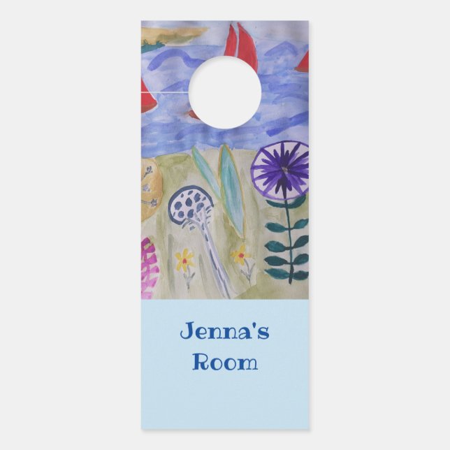 Red Sails & Flowers Door Hanger (Front)