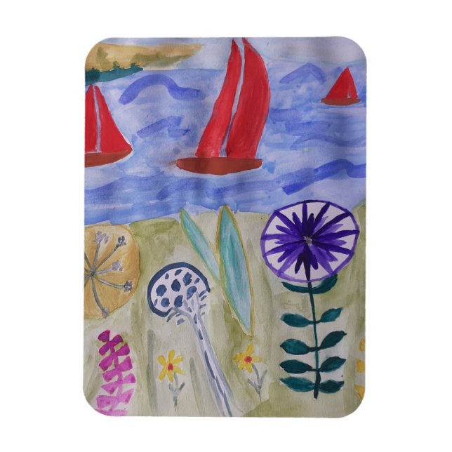 Red Sails & Flowers Flexible Magnet (Vertical)