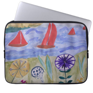 Red Sails & Flowers Laptop Sleeve