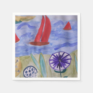 Red Sails & Flowers   Napkin