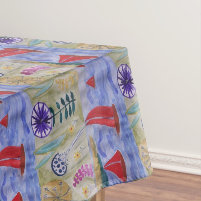Red Sails & Flowers Tablecloth (In Situ)
