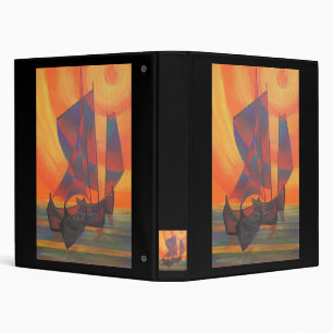 Red Sails in the Sunset Cubist Junk Abstract Binder