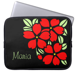 Red Sakura Japanese Floral Kimono Laptop Sleeve