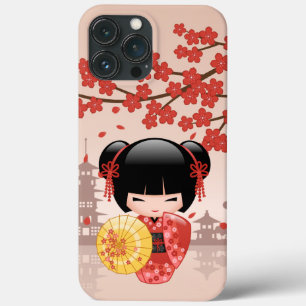 Red Sakura Kokeshi Doll - Japanese Geisha iPhone 13 Pro Max Case