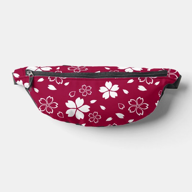 Red Sakura Pattern Fanny Pack (Lay Down)