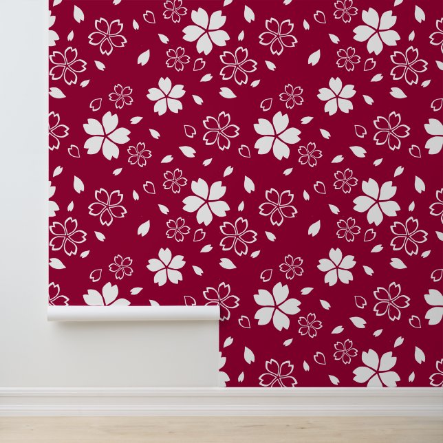Red Sakura Pattern Wallpaper (Application)