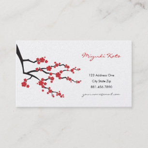 Red Sakura Spring Flowers Cherry Blossoms Asian Business Card