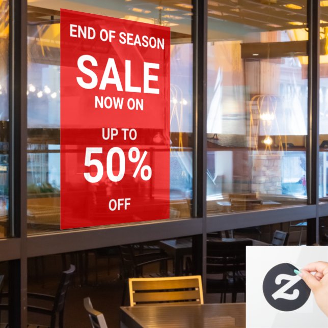 Red Sale Now On Bold Business Window Cling (Restaurant Window)