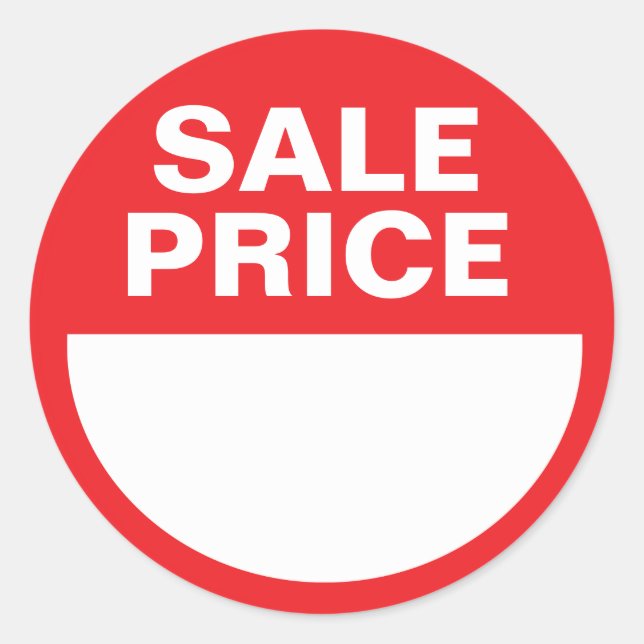Red Sale Price Sticker, Classic Round Sticker (Front)