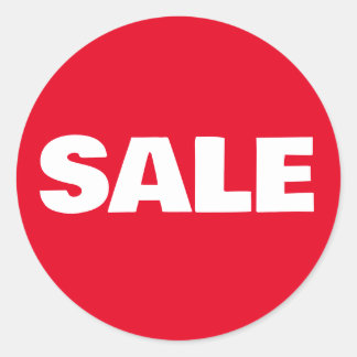 Red SALE Stickers White Text for Retail Discount 